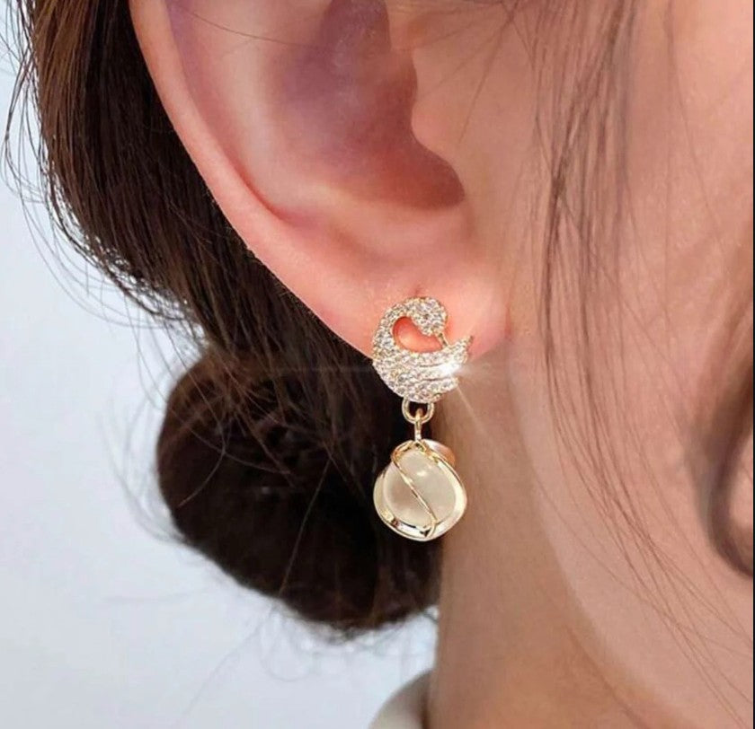 Stones Swan Earrings