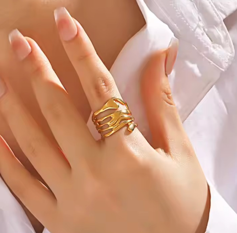 Chunky Hollow Abstract Wide Ring