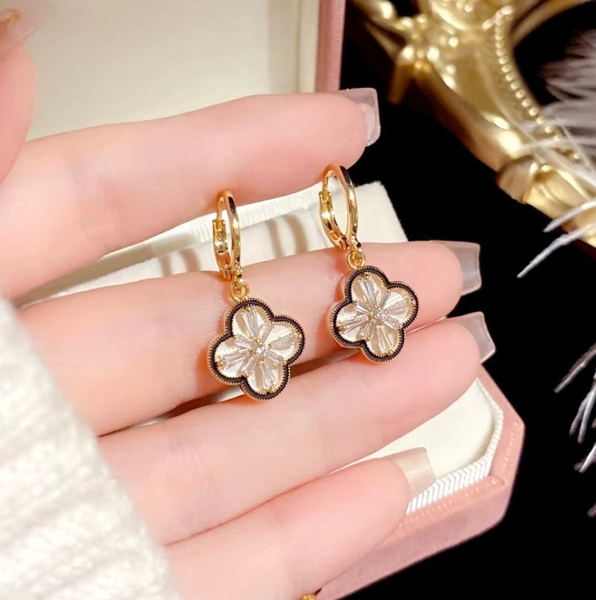 Two-Sided Clover Huggies Earrings