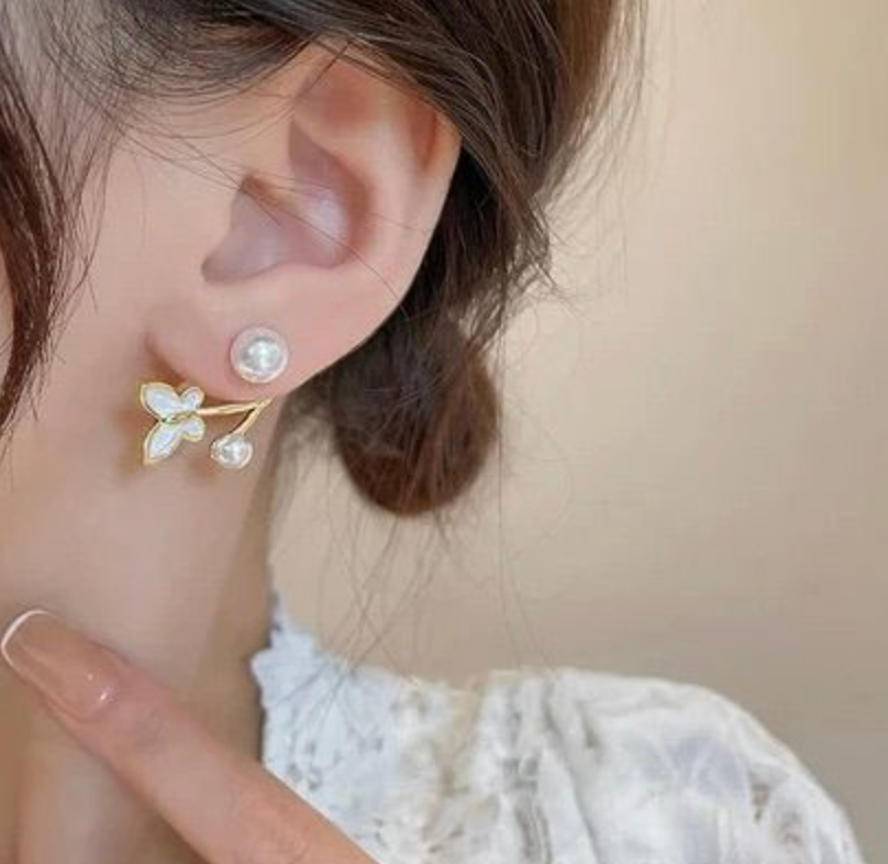 Pretty Enamelled Butterfly Studs