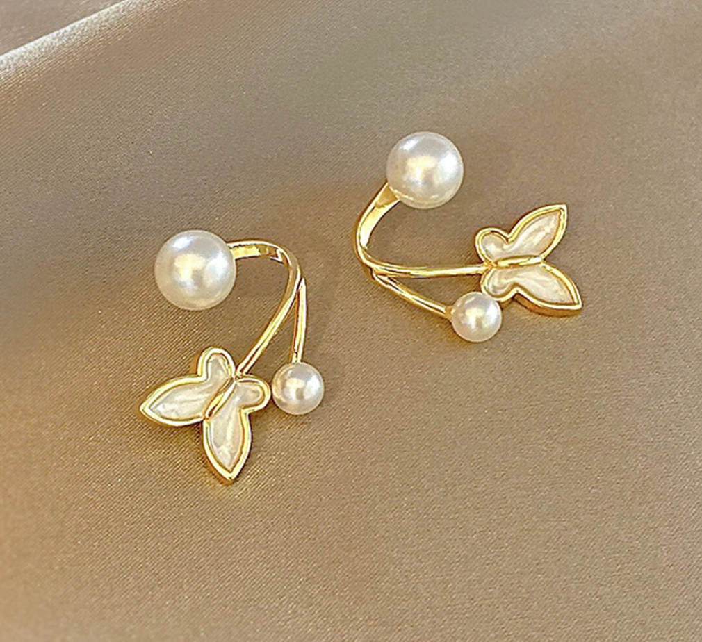 Pretty Enamelled Butterfly Studs