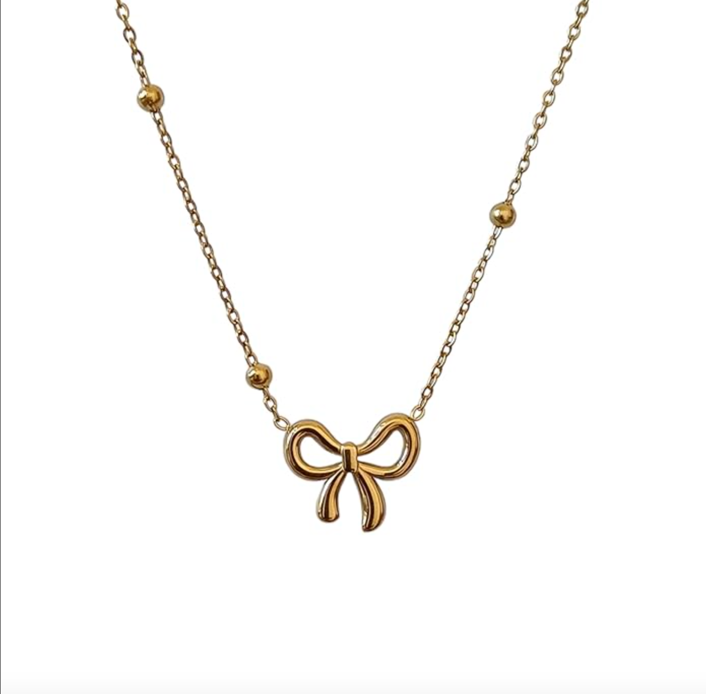 Beads Chain Bow Necklace