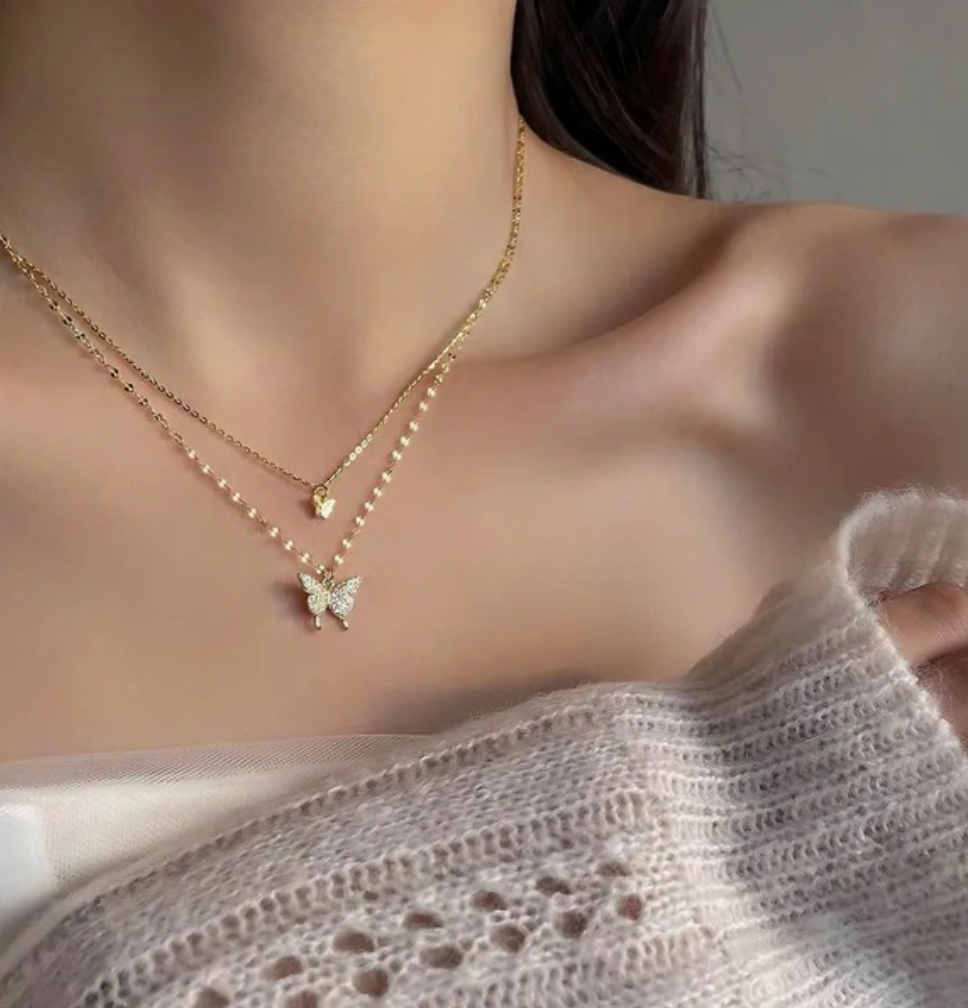 Butterfly Layered Chain Necklace