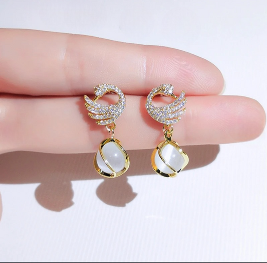 Stones Swan Earrings