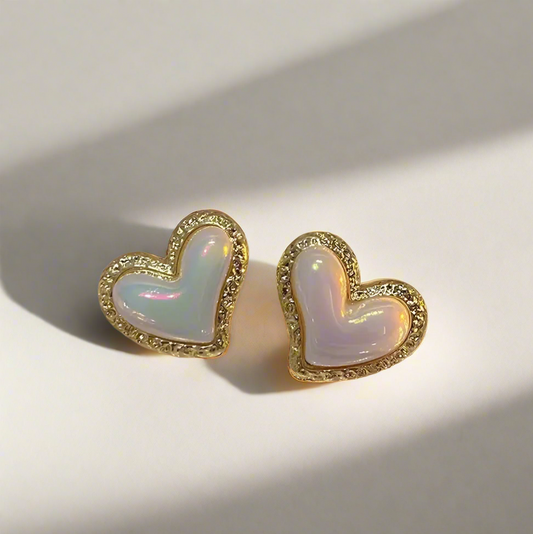 Pearl Heart Stud Earrings