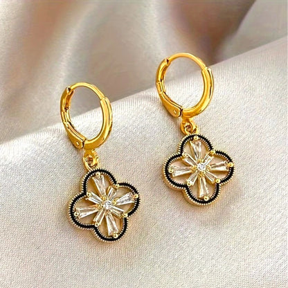Two-Sided Clover Huggies Earrings