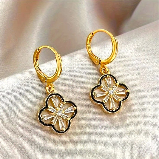 Two-Sided Clover Huggies Earrings