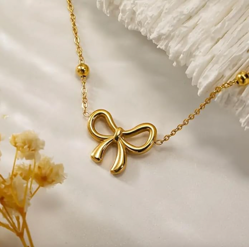 Beads Chain Bow Necklace