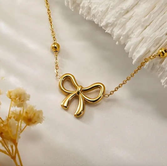 Beads Chain Bow Necklace