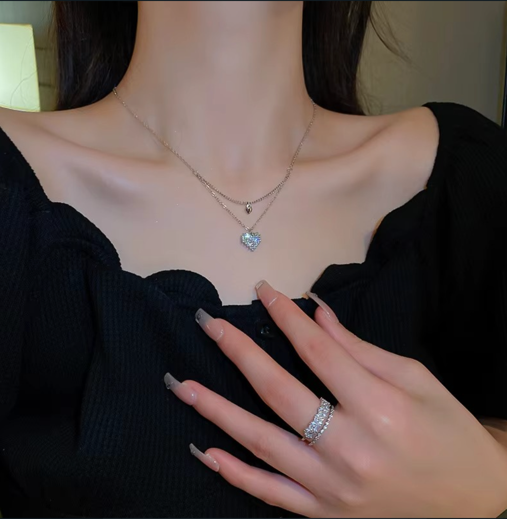 Double Layer Delicate Heart Necklace