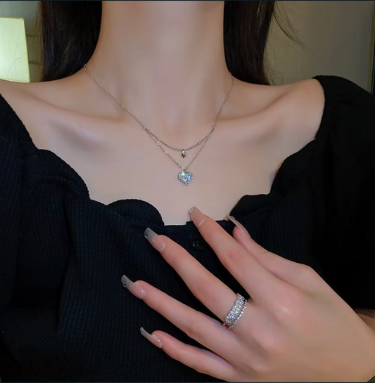 Double Layer Delicate Heart Necklace