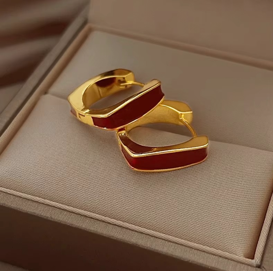 Oil-drop Square Hoop Earrings