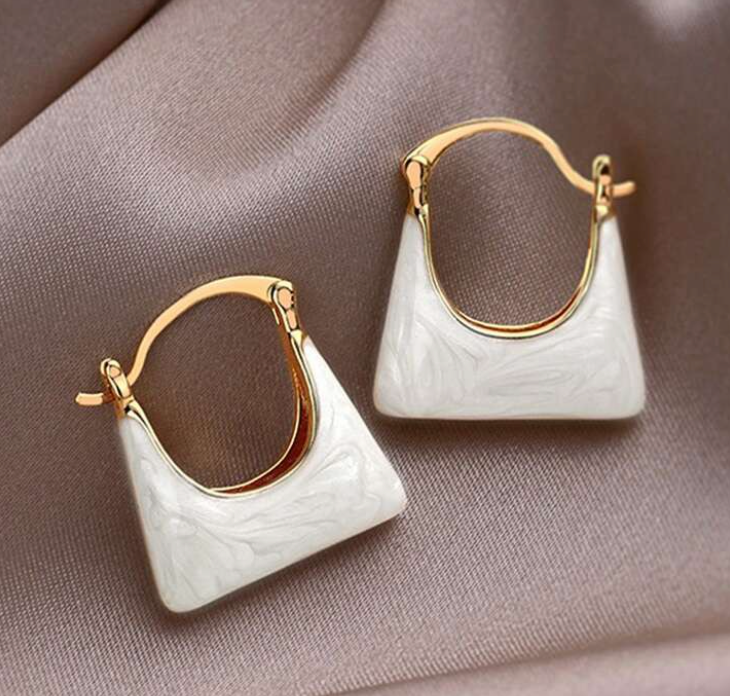 Enamelled Bag Shape Earrings