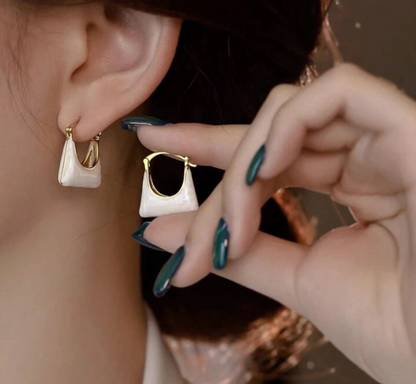 Enamelled Bag Shape Earrings