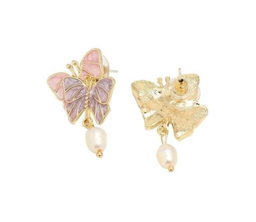 Enamel Dainty Butterfly Earrings