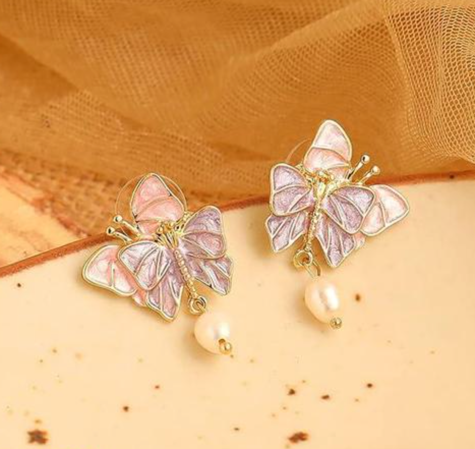 Enamel Dainty Butterfly Earrings