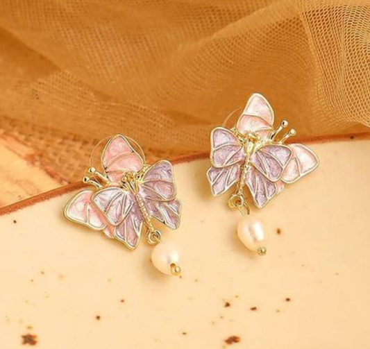 Enamel Dainty Butterfly Earrings