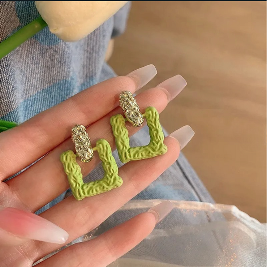 Green Square Studs