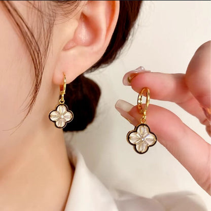 Two-Sided Clover Huggies Earrings