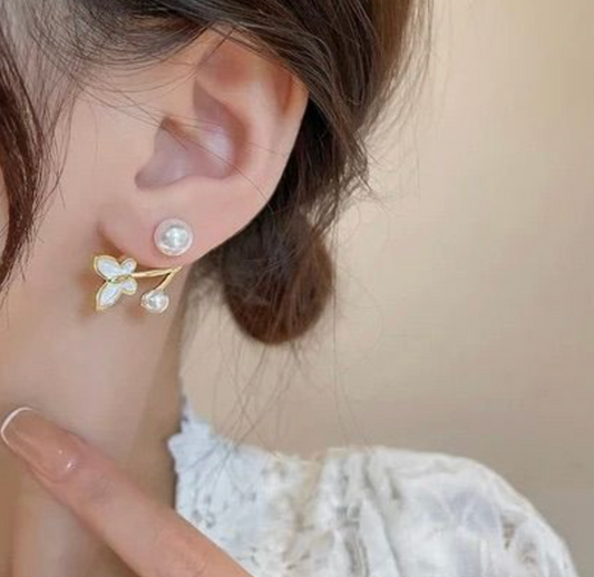 Pretty Enamelled Butterfly Studs