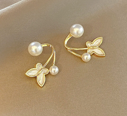Pretty Enamelled Butterfly Studs