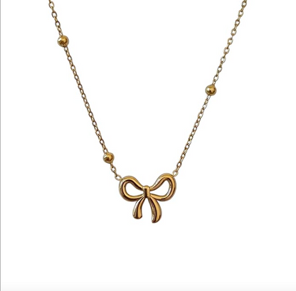 Beads Chain Bow Necklace