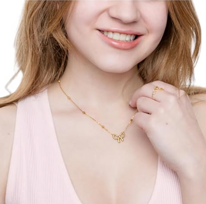 Beads Chain Bow Necklace