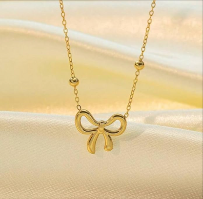 Beads Chain Bow Necklace