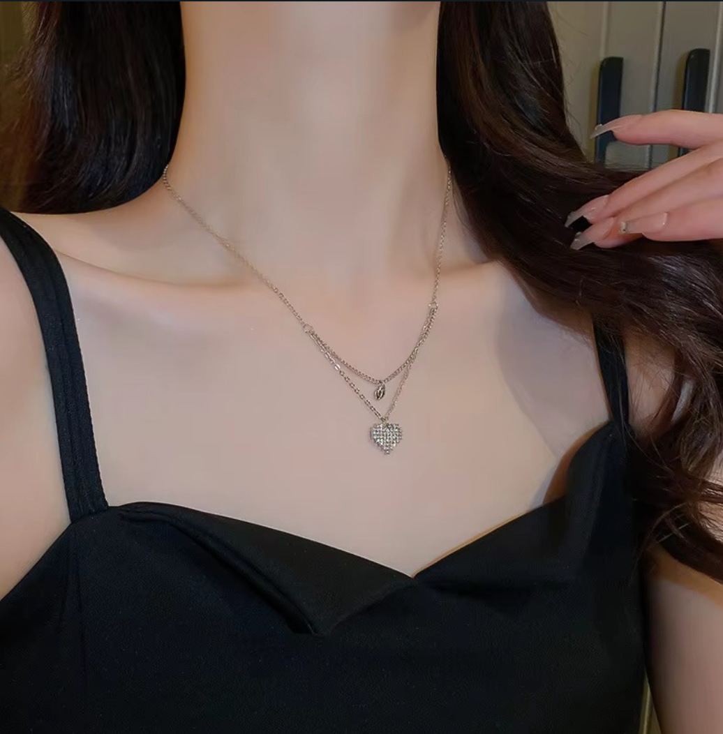Double Layer Delicate Heart Necklace
