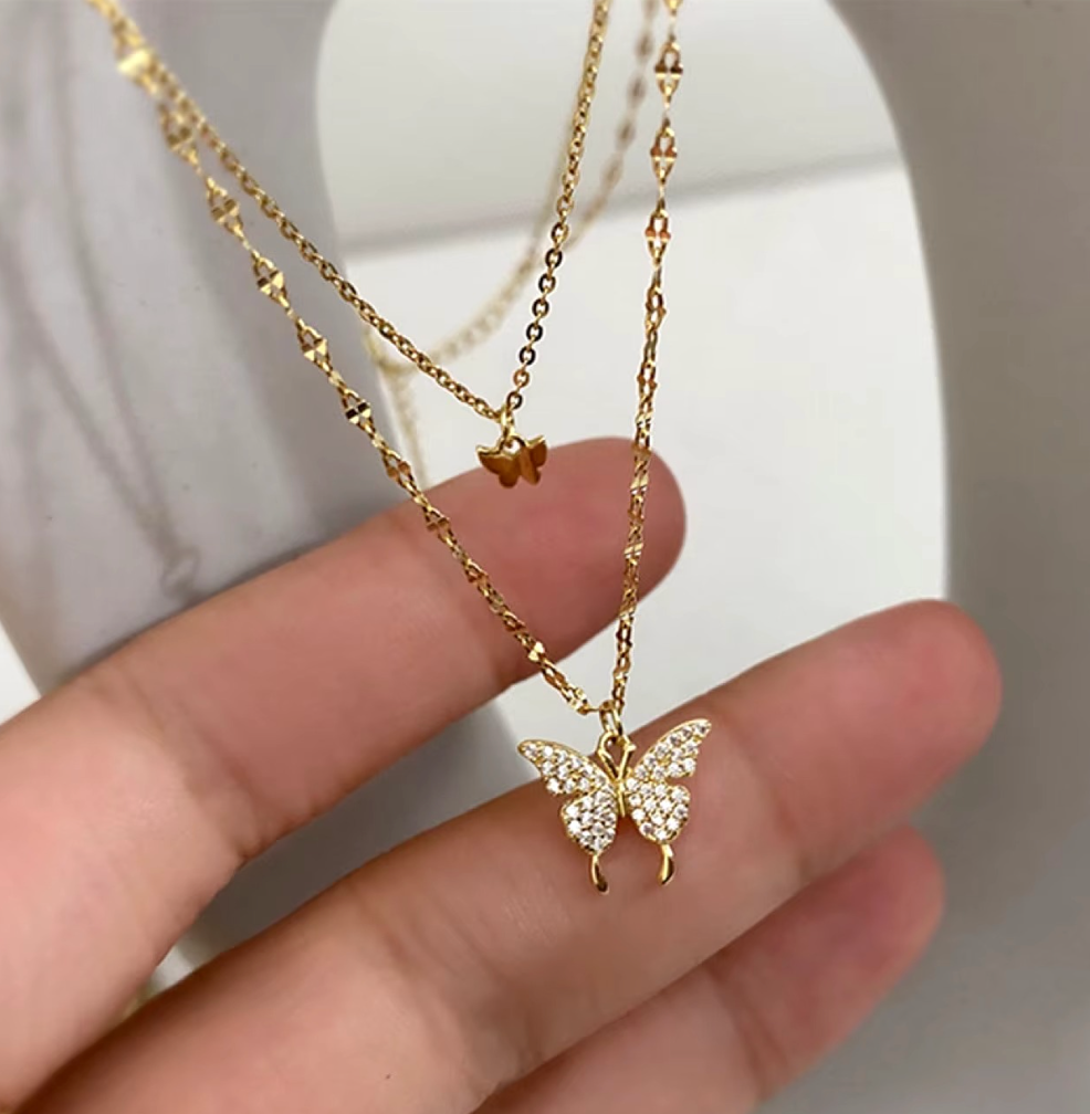 Butterfly Layered Chain Necklace
