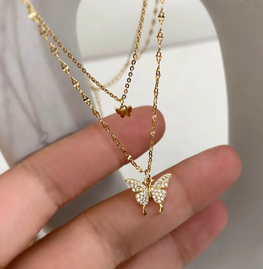 Butterfly Layered Chain Necklace